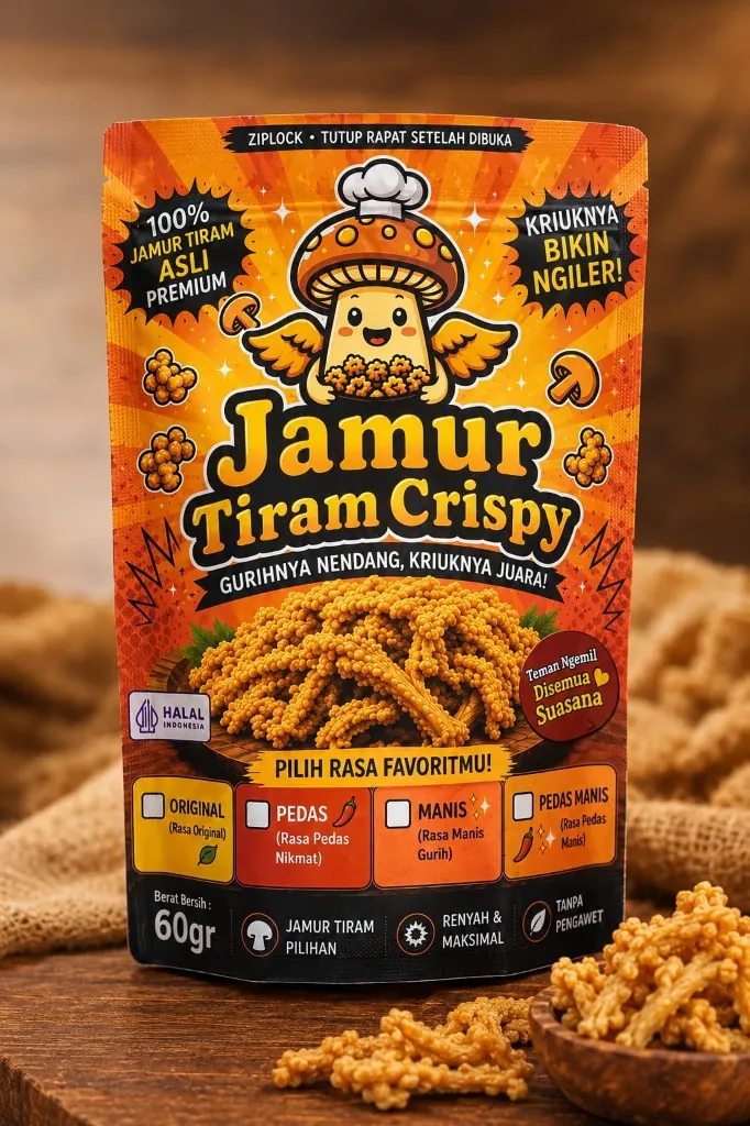 Tampak Depan Pouch Jamur Tiram Crispy